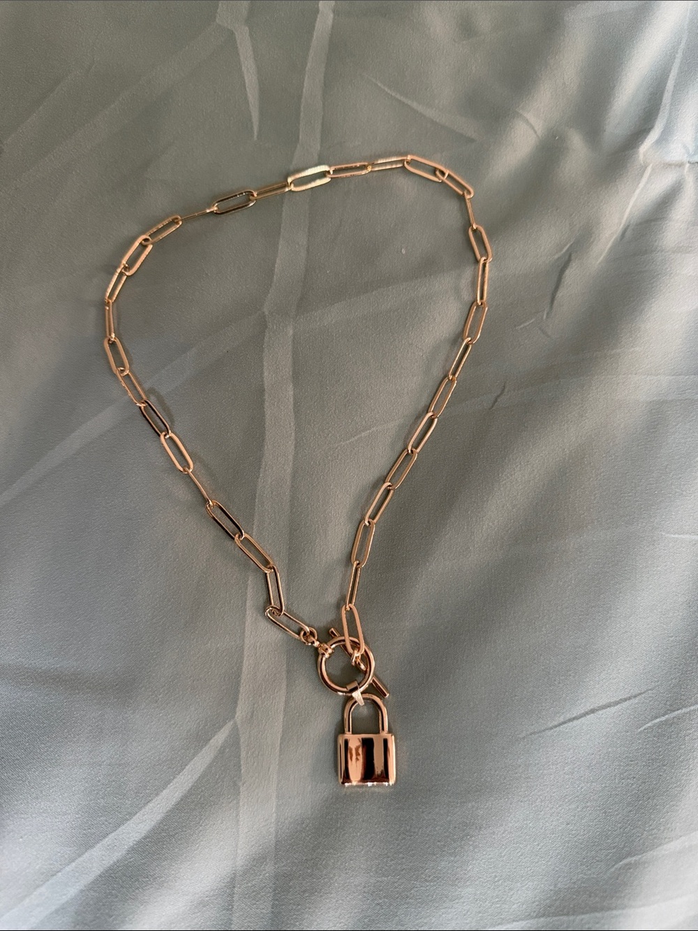 Gold Padlock Pendant Chain Necklace